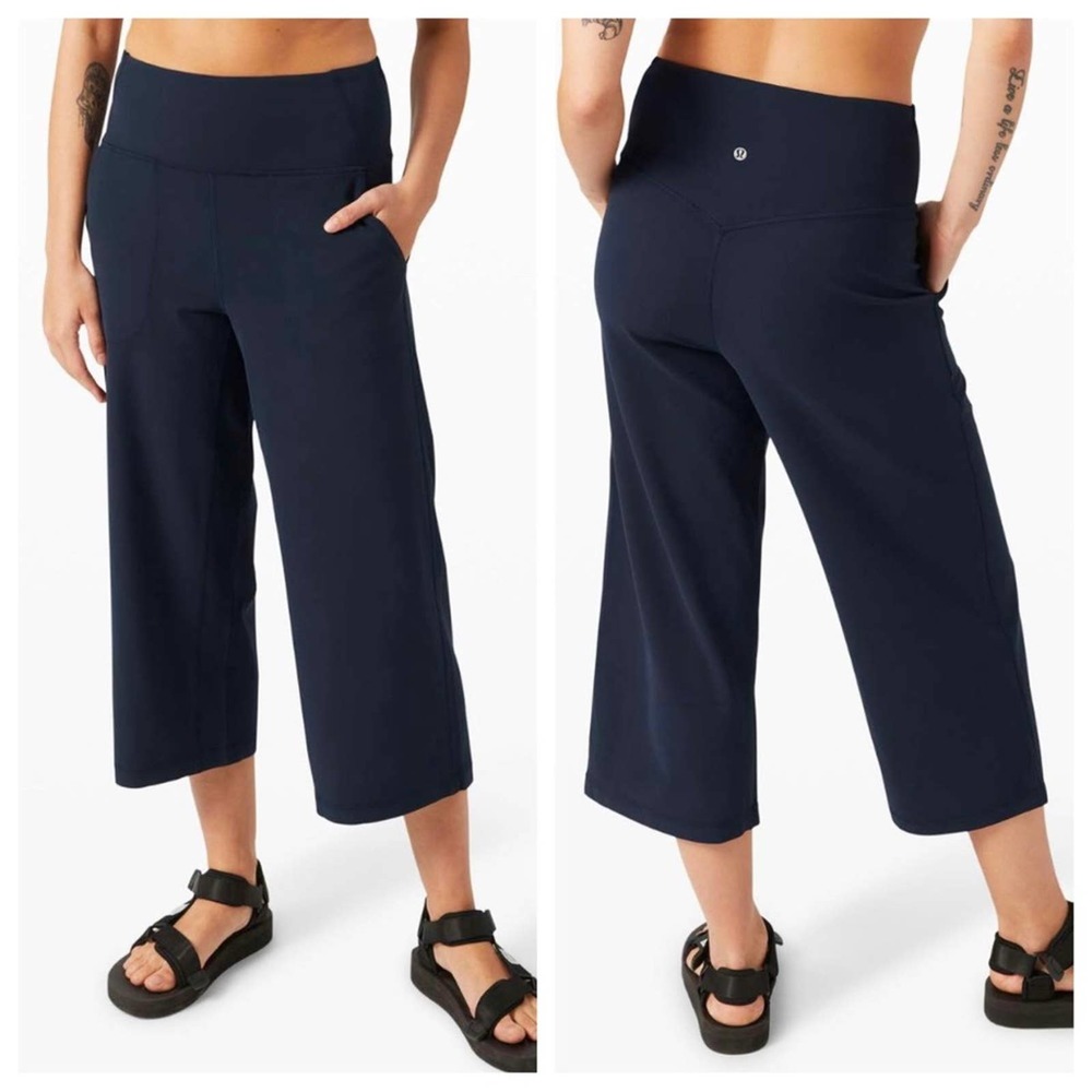 lululemon - align wide leg crop 23” leggings pants ankle nulu buttery soft navy